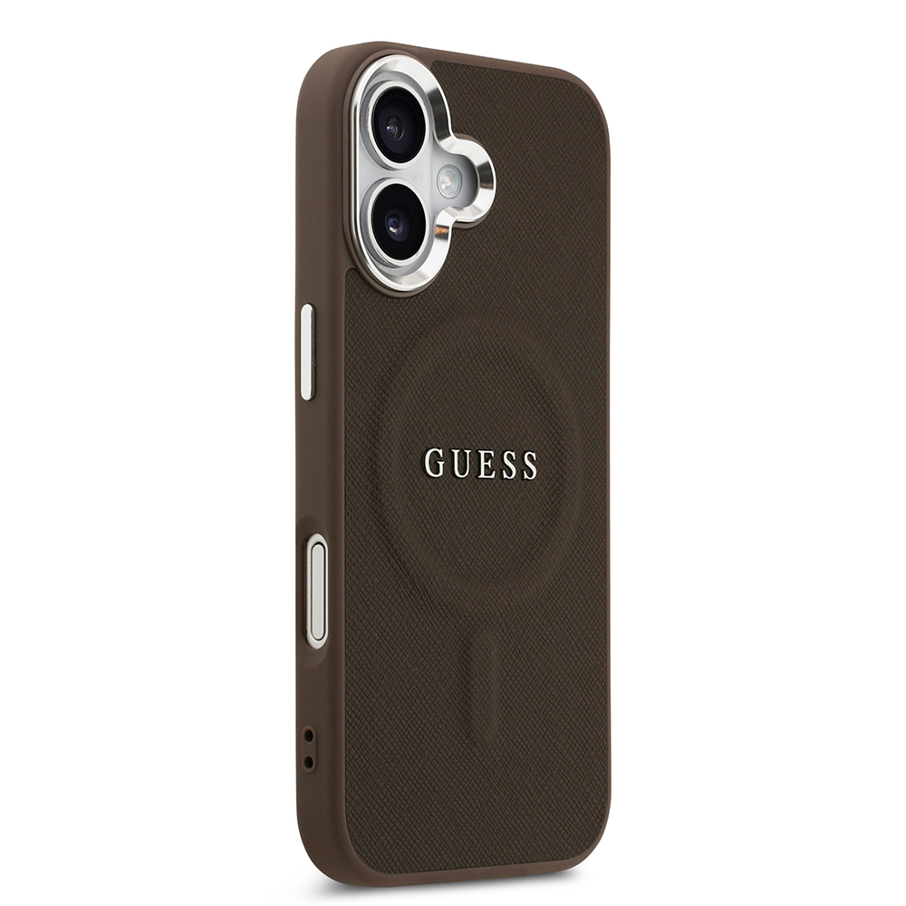 Apple iPhone 17 Uyumlu Kılıf Guess Orjinal Lisanslı M-safe Şarj Özellikli Klasik Yazı Logolu PU Deri Kapak - 9