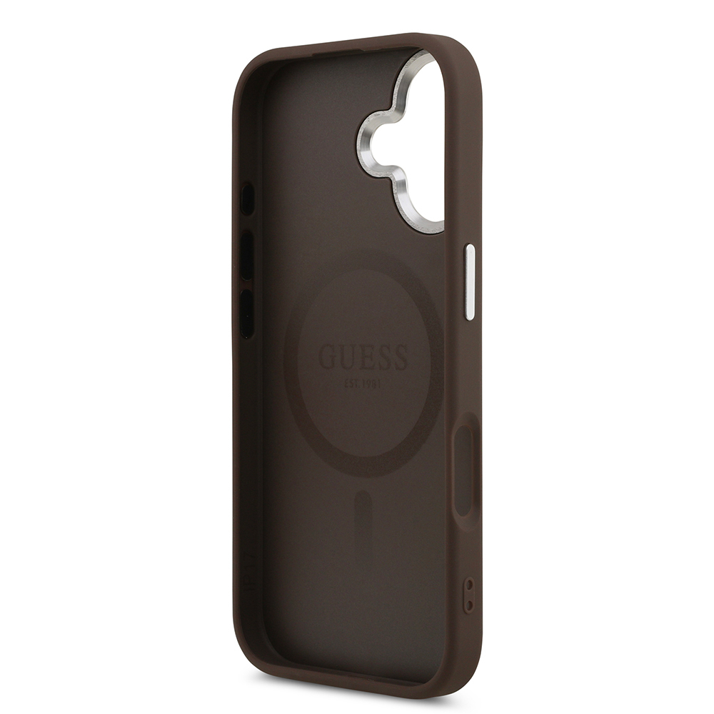 Apple iPhone 17 Uyumlu Kılıf Guess Orjinal Lisanslı M-safe Şarj Özellikli Klasik Yazı Logolu PU Deri Kapak - 12