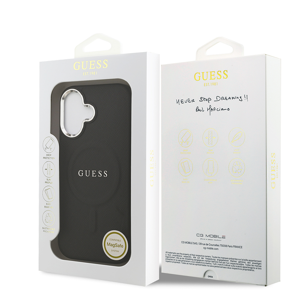 Apple iPhone 17 Uyumlu Kılıf Guess Orjinal Lisanslı M-safe Şarj Özellikli Klasik Yazı Logolu PU Deri Kapak - 13