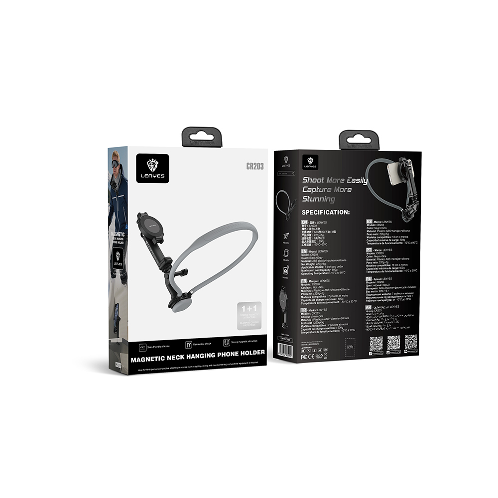 Lenyes CR203 2in1 Eller Serbest Magnetik Boyun Askılı Telefon Tutucu - 6
