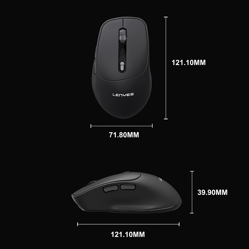 Lenyes WS105 Sessiz Buton Tasarımlı Ergonomik Çift Bluetooth Bağlantılı 2.4G Kablosuz Mouse 1600 DPI - 1