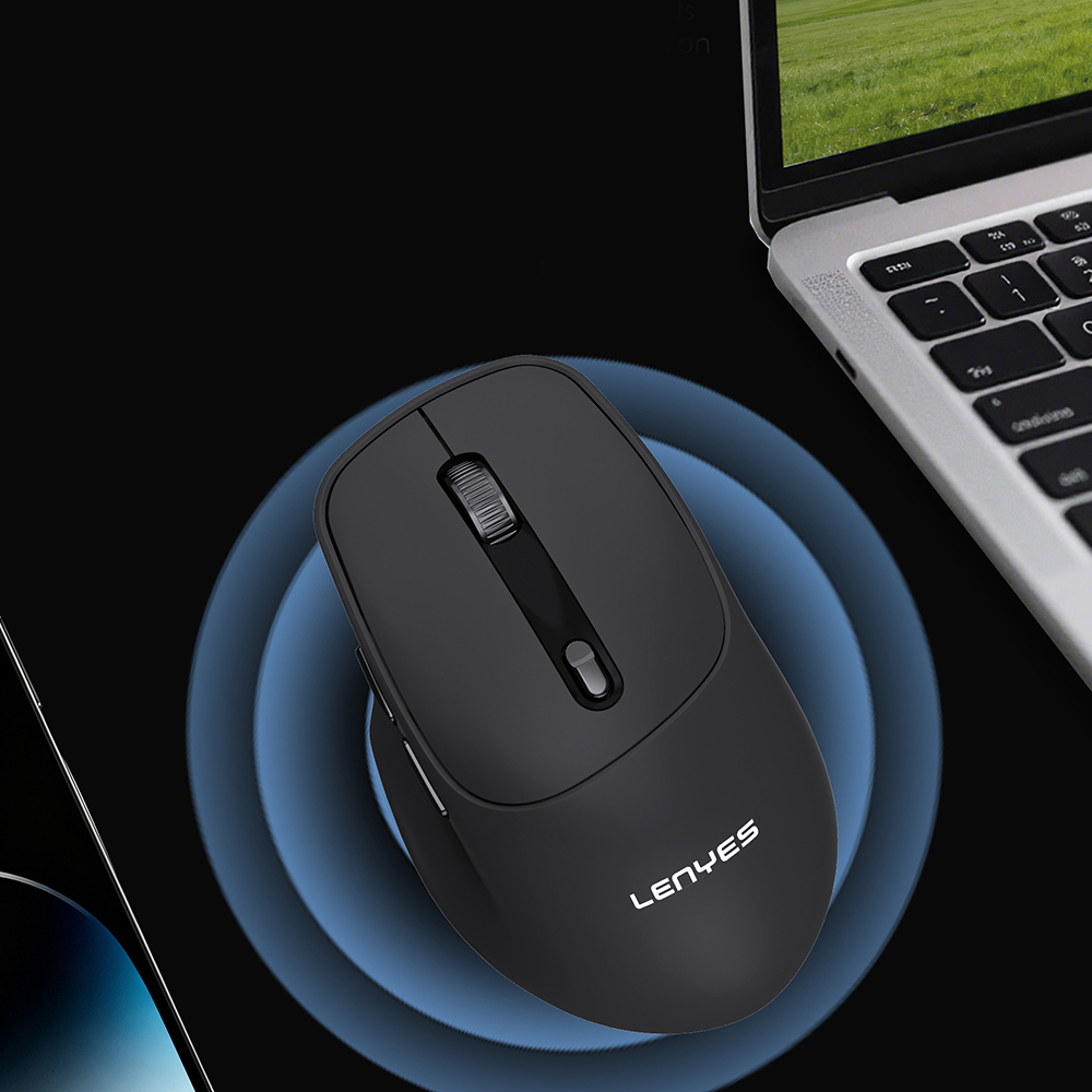 Lenyes WS105 Sessiz Buton Tasarımlı Ergonomik Çift Bluetooth Bağlantılı 2.4G Kablosuz Mouse 1600 DPI - 7