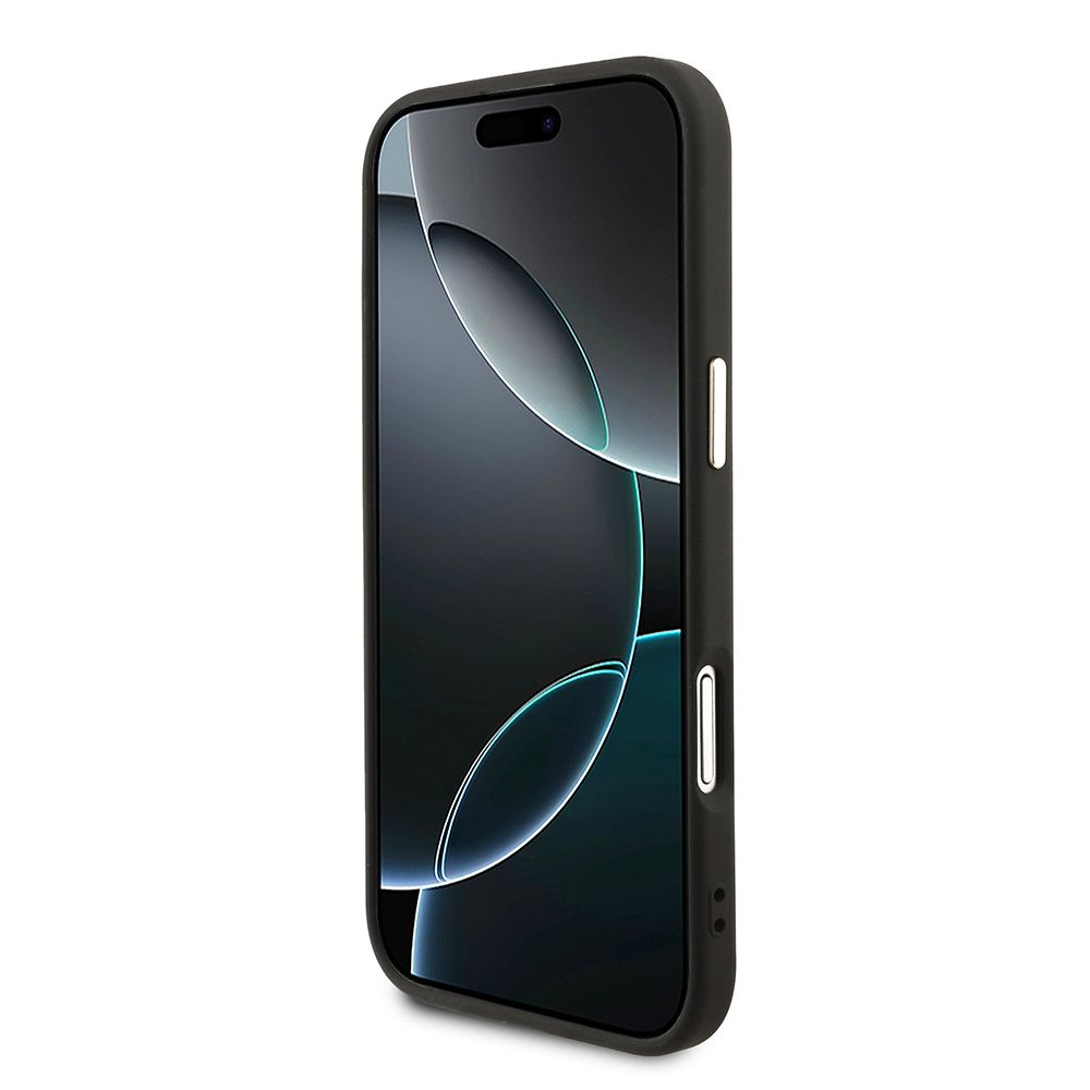 Apple iPhone 17 Air Uyumlu Kılıf Guess Orjinal Lisanslı M-safe Şarj Özellikli Gold Metal Kamera Çerçeveli Taşlı Üçgen Logo 4G Desenli Kapak - 4