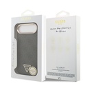 Apple iPhone 17 Air Uyumlu Kılıf Guess Orjinal Lisanslı M-safe Şarj Özellikli Gold Metal Kamera Çerçeveli Taşlı Üçgen Logo 4G Desenli Kapak - 7