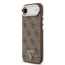 Apple iPhone 17 Air Uyumlu Kılıf Guess Orjinal Lisanslı M-safe Şarj Özellikli Gold Metal Kamera Çerçeveli Taşlı Üçgen Logo 4G Desenli Kapak - 8