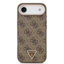 Apple iPhone 17 Air Uyumlu Kılıf Guess Orjinal Lisanslı M-safe Şarj Özellikli Gold Metal Kamera Çerçeveli Taşlı Üçgen Logo 4G Desenli Kapak - 9
