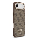 Apple iPhone 17 Air Uyumlu Kılıf Guess Orjinal Lisanslı M-safe Şarj Özellikli Gold Metal Kamera Çerçeveli Taşlı Üçgen Logo 4G Desenli Kapak - 10