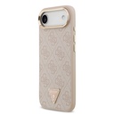 Apple iPhone 17 Air Uyumlu Kılıf Guess Orjinal Lisanslı M-safe Şarj Özellikli Gold Metal Kamera Çerçeveli Taşlı Üçgen Logo 4G Desenli Kapak - 15