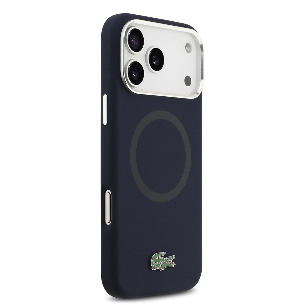 Apple iPhone 17 Pro Max Uyumlu Kılıf Lacoste Orjinal Lisanslı M-safe Şarj Özellikli İkonik Logolu Metal Kamera Çerçeveli Silikon Kapak - 3