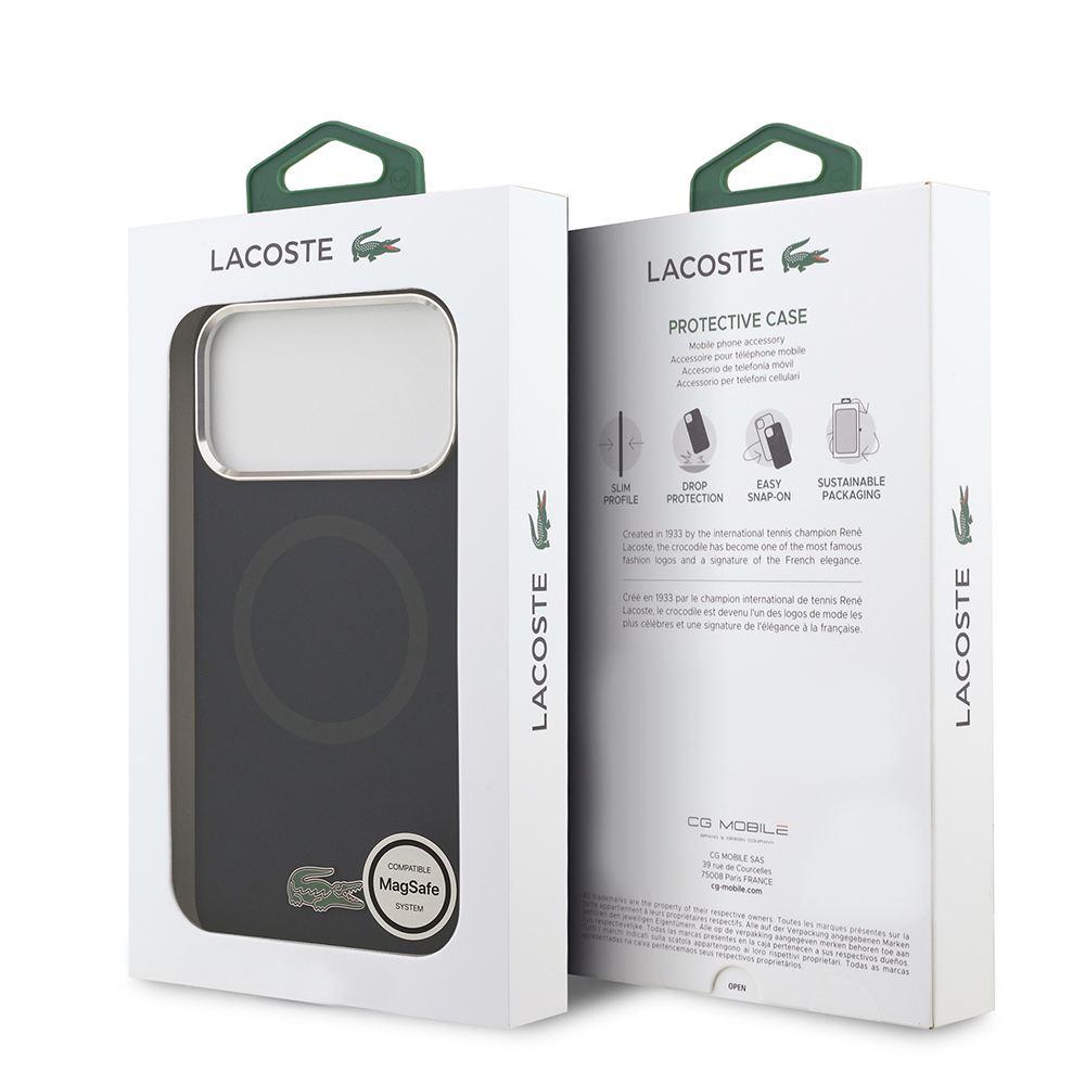 Apple iPhone 17 Pro Max Uyumlu Kılıf Lacoste Orjinal Lisanslı M-safe Şarj Özellikli İkonik Logolu Metal Kamera Çerçeveli Silikon Kapak - 7