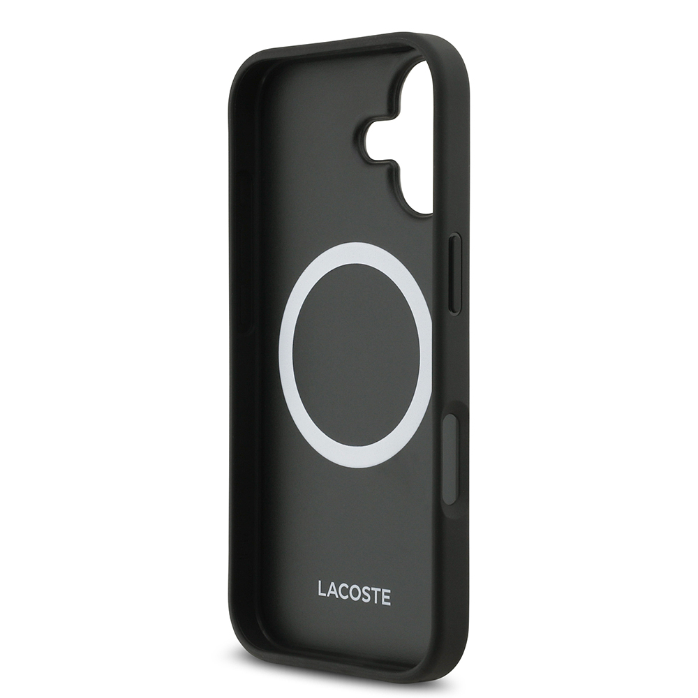Apple iPhone 17 Uyumlu Kılıf Lacoste Orjinal Lisanslı M-safe Şarj Özellikli PU Pike Desenli Metal Logolu Kartlıklı Kapak - 14