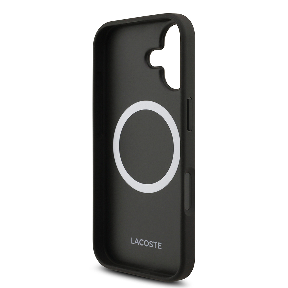 Apple iPhone 17 Uyumlu Kılıf Lacoste Orjinal Lisanslı M-safe Şarj Özellikli PU Pike Desenli Metal Logolu Kartlıklı Kapak - 32