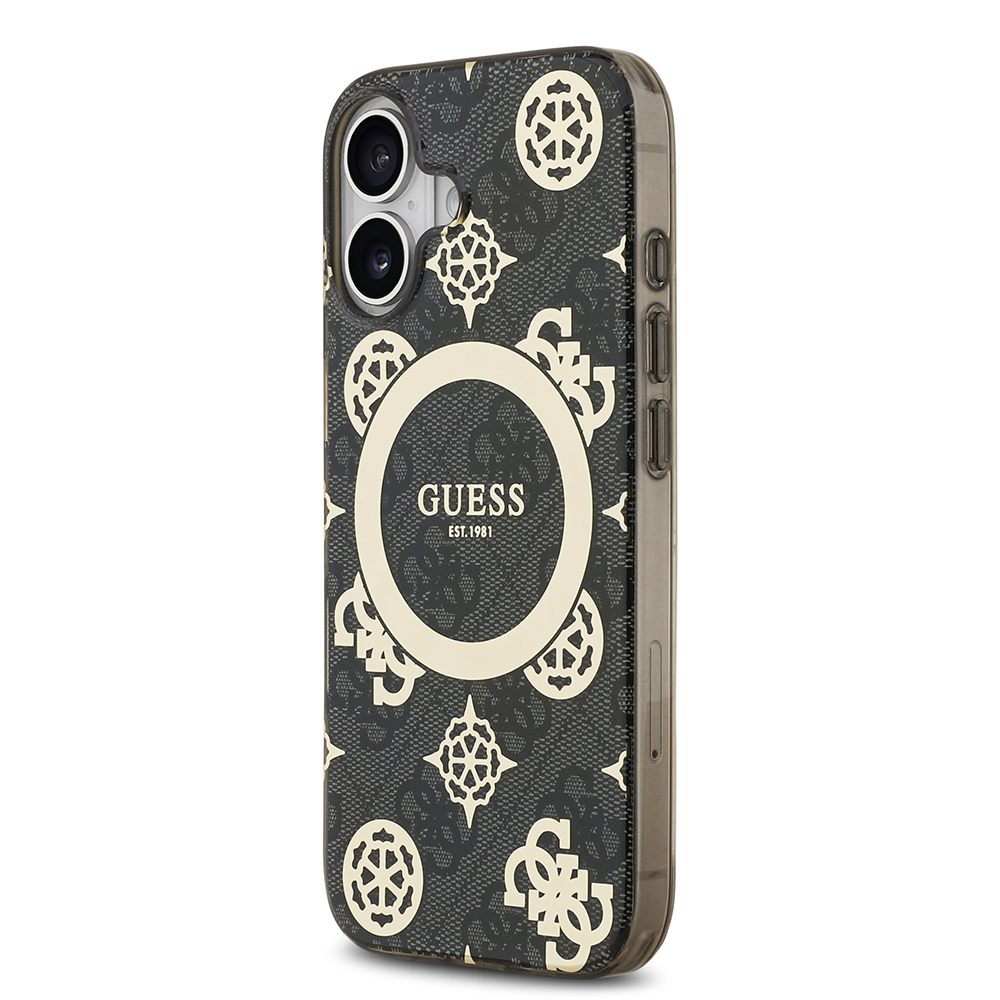 Apple iPhone 17 Uyumlu Kılıf Guess Orjinal Lisanslı M-safe Şarj Özellikli IML Peony ve 4G Desenli Klasik Logolu Kapak - 1