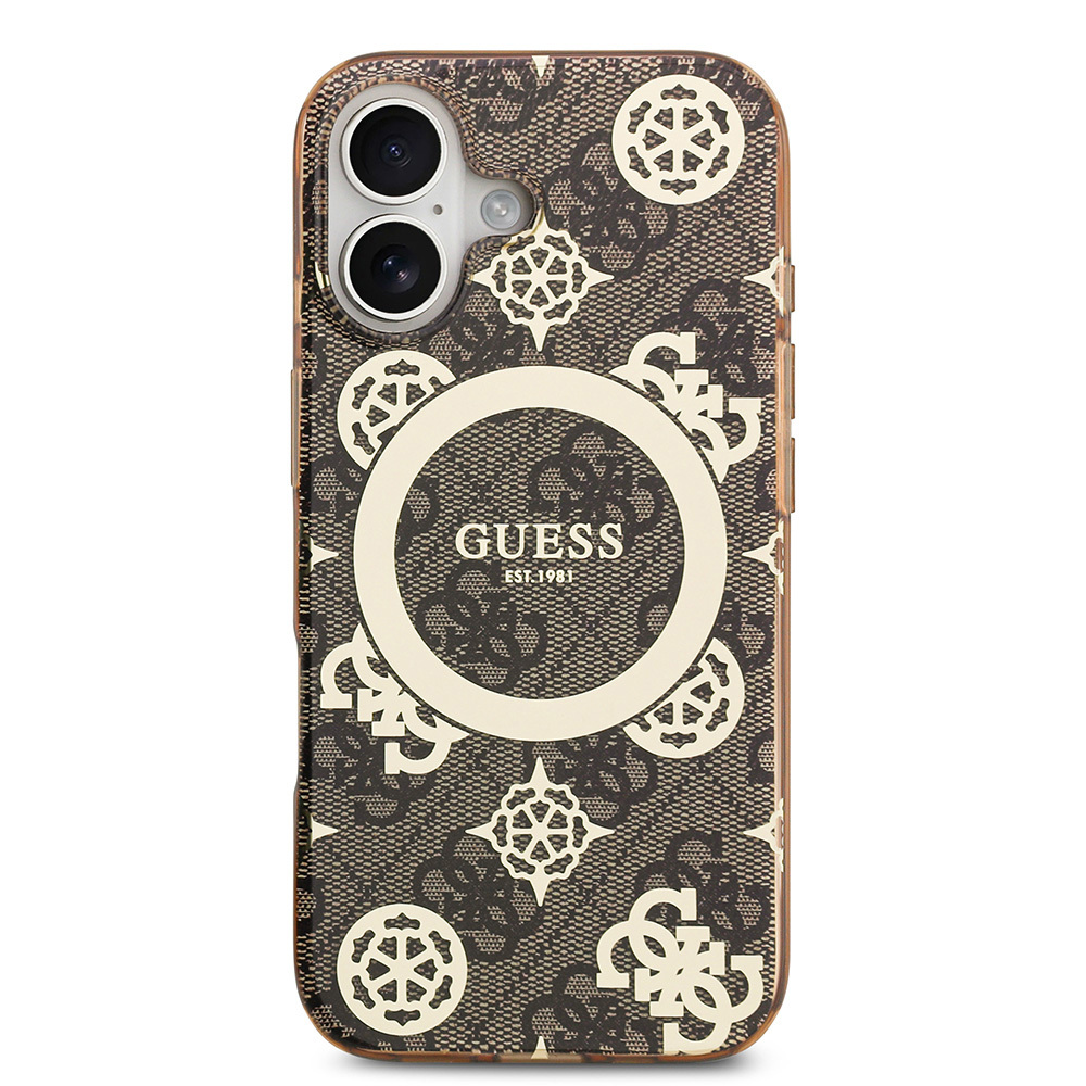 Apple iPhone 17 Uyumlu Kılıf Guess Orjinal Lisanslı M-safe Şarj Özellikli IML Peony ve 4G Desenli Klasik Logolu Kapak - 9