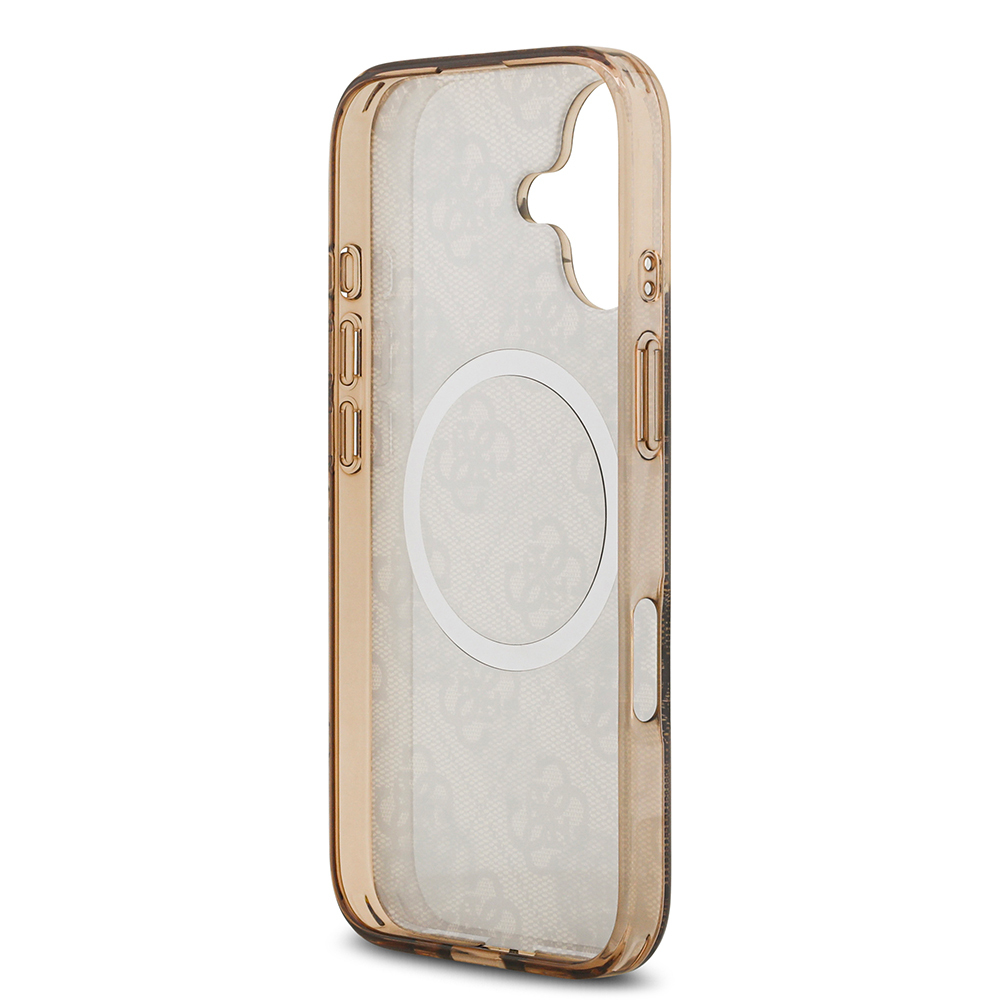 Apple iPhone 17 Uyumlu Kılıf Guess Orjinal Lisanslı M-safe Şarj Özellikli IML Peony ve 4G Desenli Klasik Logolu Kapak - 13