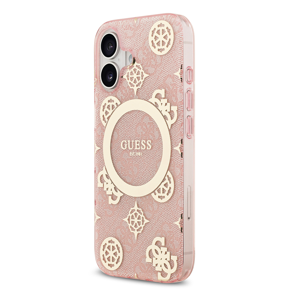 Apple iPhone 17 Uyumlu Kılıf Guess Orjinal Lisanslı M-safe Şarj Özellikli IML Peony ve 4G Desenli Klasik Logolu Kapak - 15