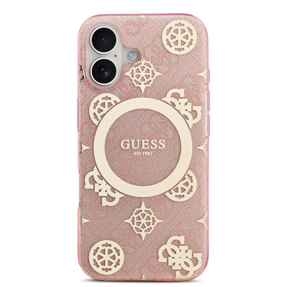 Apple iPhone 17 Uyumlu Kılıf Guess Orjinal Lisanslı M-safe Şarj Özellikli IML Peony ve 4G Desenli Klasik Logolu Kapak - 16