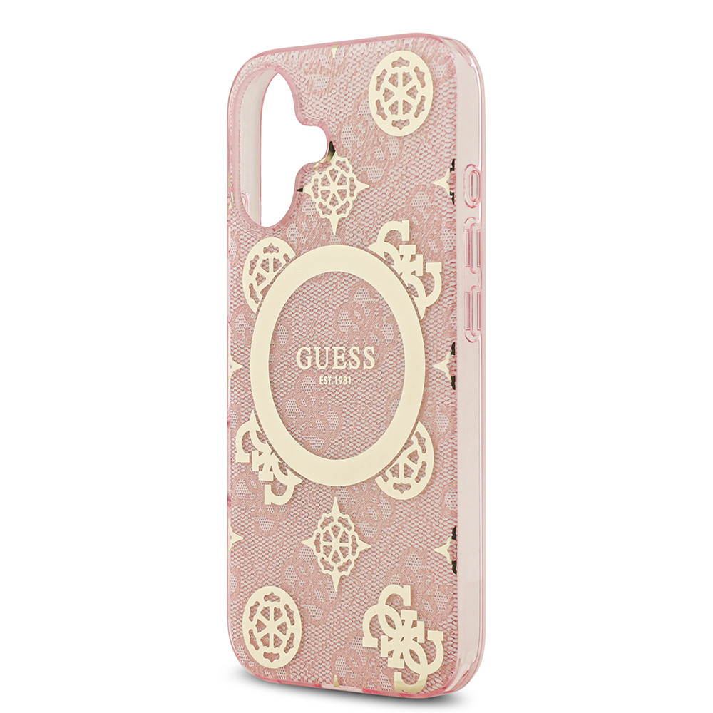 Apple iPhone 17 Uyumlu Kılıf Guess Orjinal Lisanslı M-safe Şarj Özellikli IML Peony ve 4G Desenli Klasik Logolu Kapak - 19