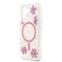 Apple iPhone 17 Uyumlu Kılıf Guess Orjinal Lisanslı M-safe Şarj Özellikli Transparan Resin Flowers Kapak - 5
