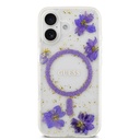 Apple iPhone 17 Uyumlu Kılıf Guess Orjinal Lisanslı M-safe Şarj Özellikli Transparan Resin Flowers Kapak - 9