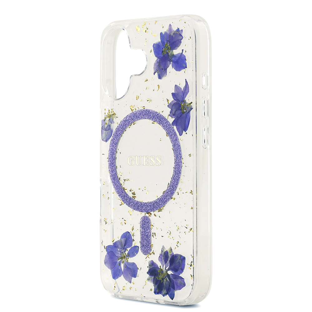 Apple iPhone 17 Uyumlu Kılıf Guess Orjinal Lisanslı M-safe Şarj Özellikli Transparan Resin Flowers Kapak - 12