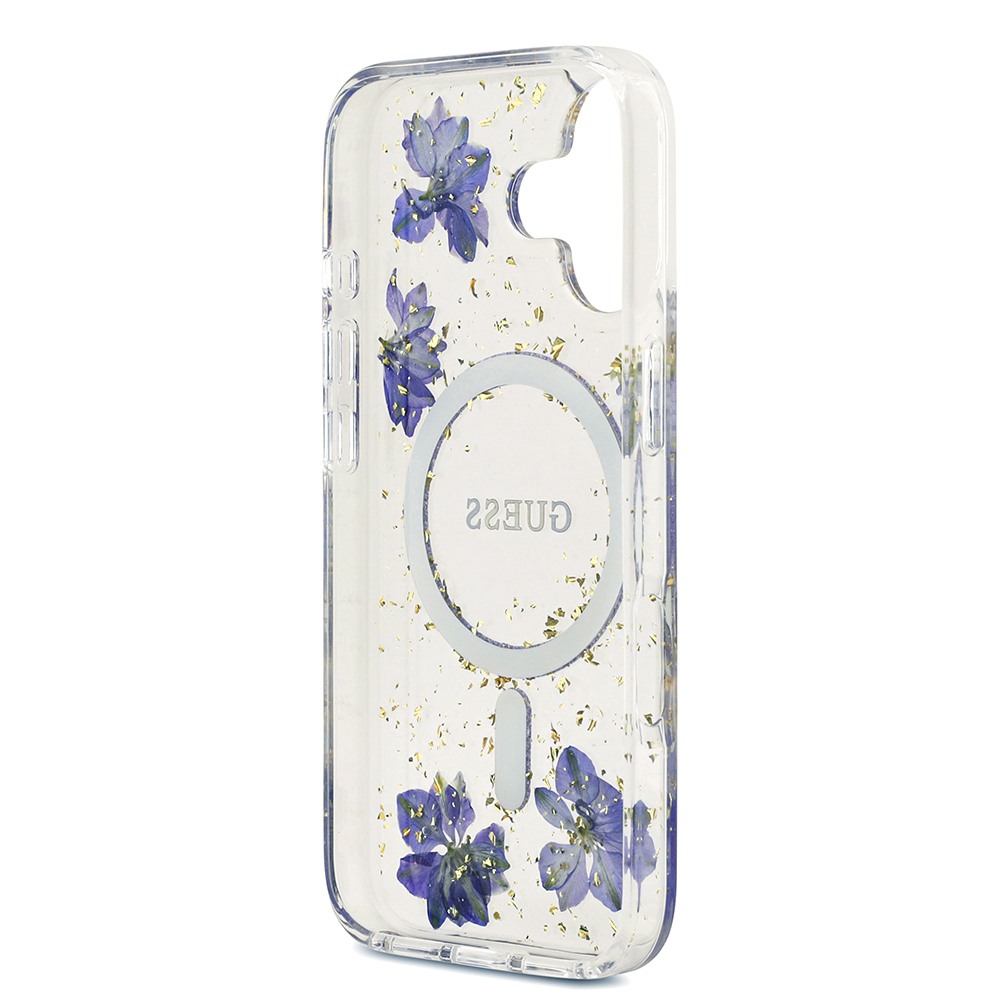 Apple iPhone 17 Uyumlu Kılıf Guess Orjinal Lisanslı M-safe Şarj Özellikli Transparan Resin Flowers Kapak - 13