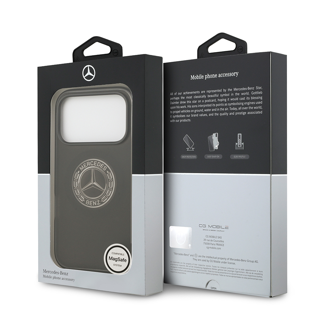 Apple iPhone 17 Pro Uyumlu Kılıf Mercedes Benz Orjinal Lisanslı M-safe Şarj Özellikli Buzlu PC Nostaljik Yıldız Dizayn Kapak - 13