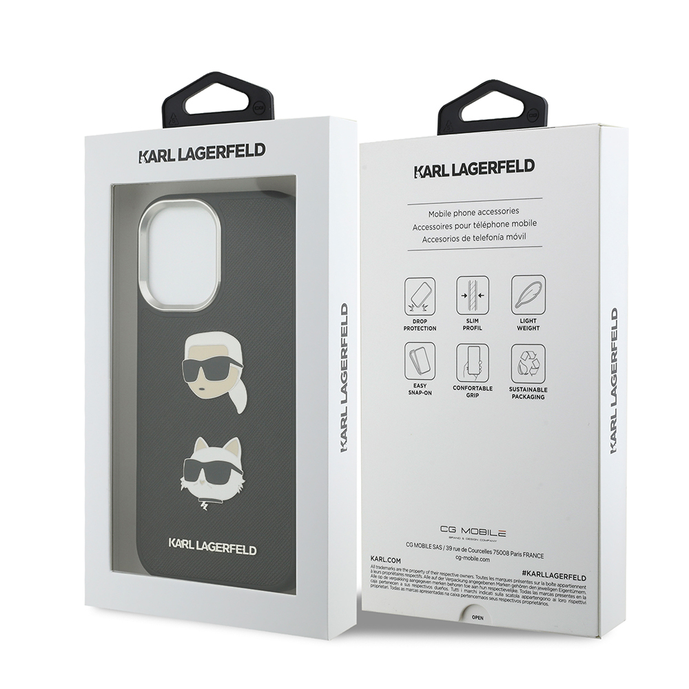 Apple iPhone 17 Uyumlu Kılıf Karl Lagerfeld Orjinal Lisanslı Metal Logolu K&C Heads Pin Kapak - 7