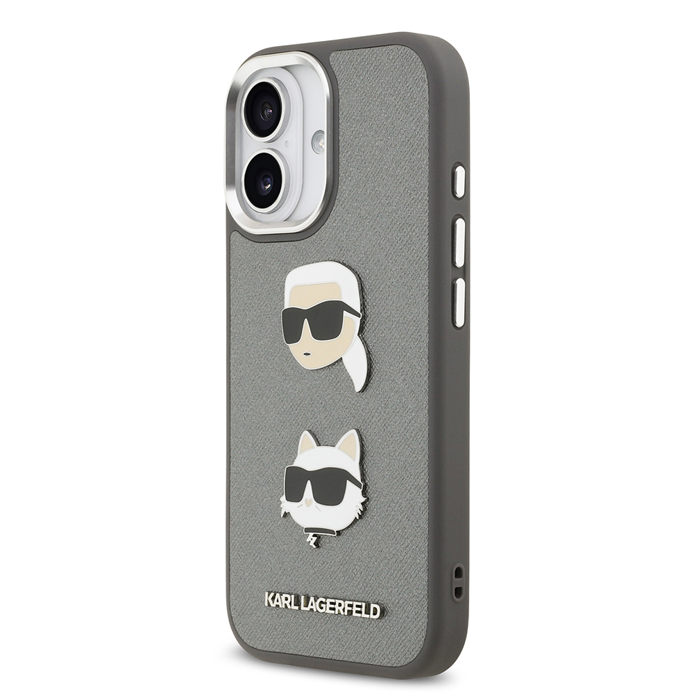 Apple iPhone 17 Uyumlu Kılıf Karl Lagerfeld Orjinal Lisanslı Metal Logolu K&C Heads Pin Kapak - 8