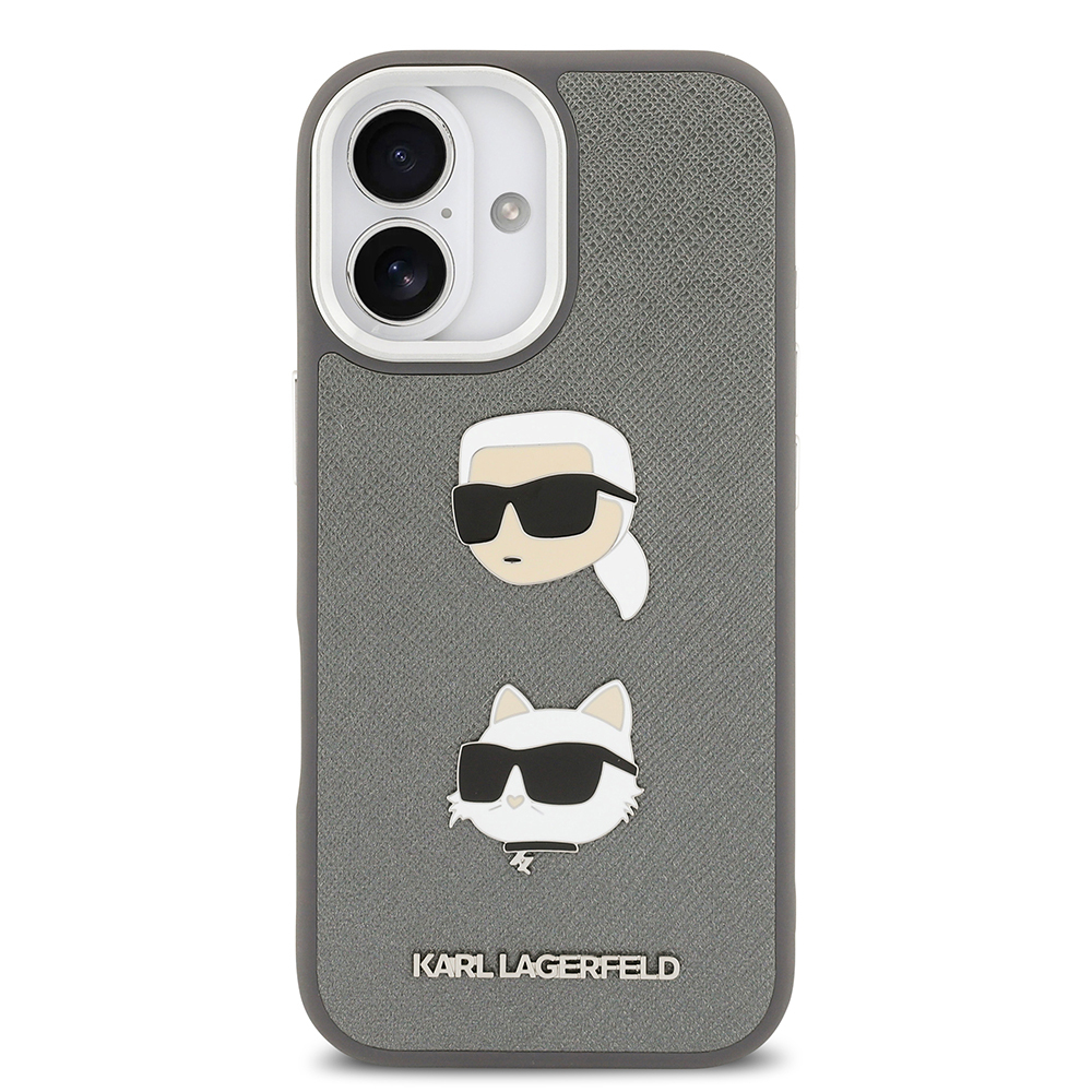 Apple iPhone 17 Uyumlu Kılıf Karl Lagerfeld Orjinal Lisanslı Metal Logolu K&C Heads Pin Kapak - 9