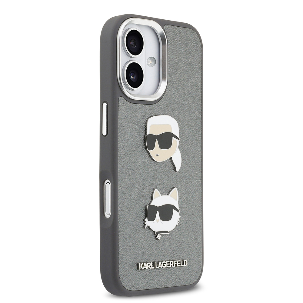 Apple iPhone 17 Uyumlu Kılıf Karl Lagerfeld Orjinal Lisanslı Metal Logolu K&C Heads Pin Kapak - 10