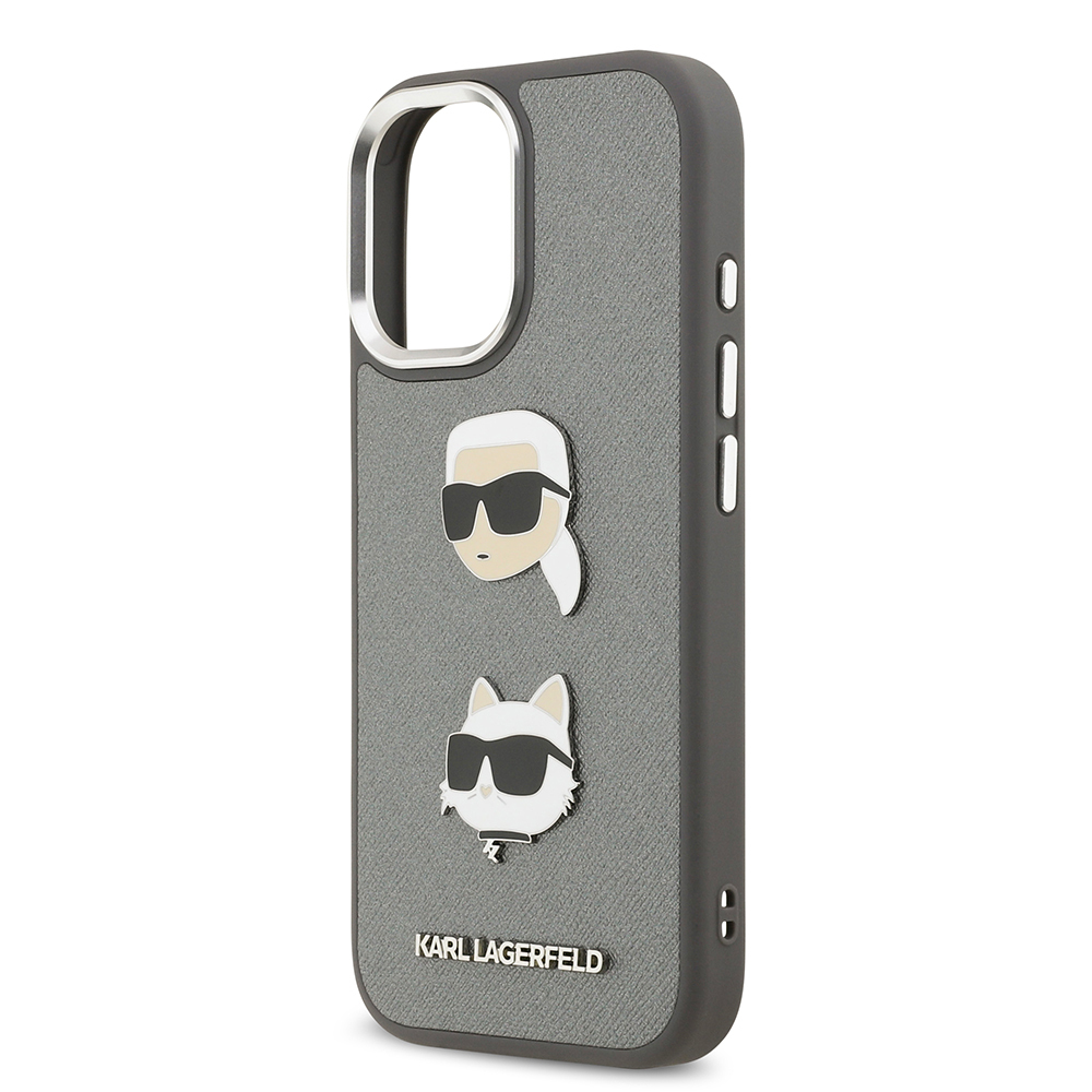Apple iPhone 17 Uyumlu Kılıf Karl Lagerfeld Orjinal Lisanslı Metal Logolu K&C Heads Pin Kapak - 12