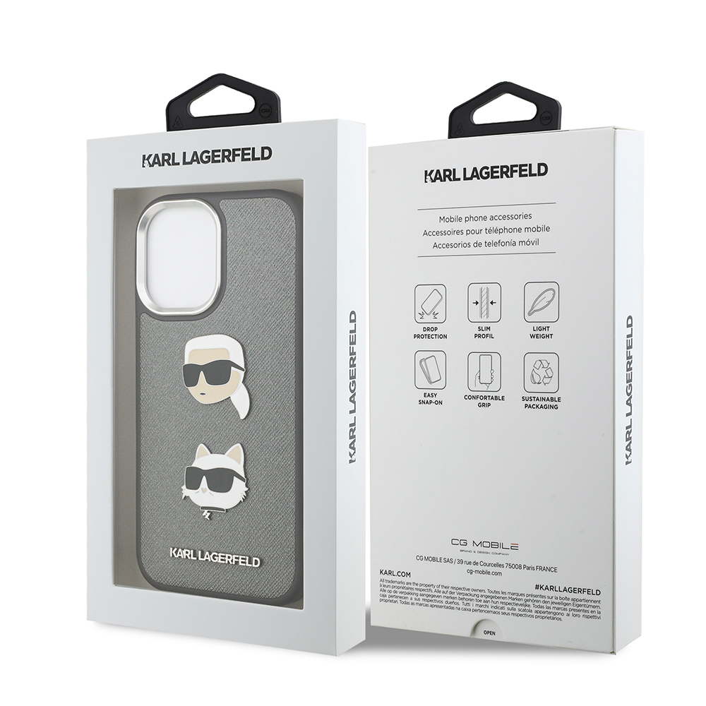 Apple iPhone 17 Uyumlu Kılıf Karl Lagerfeld Orjinal Lisanslı Metal Logolu K&C Heads Pin Kapak - 14