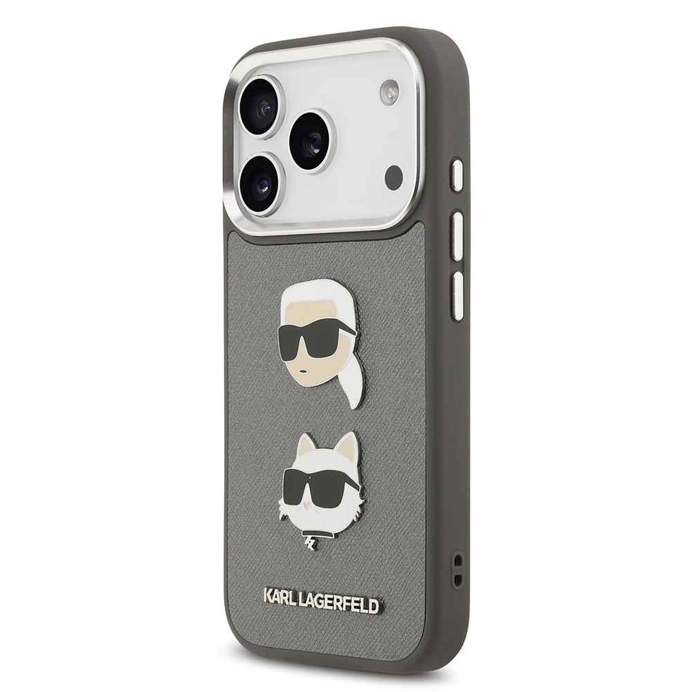 Apple iPhone 17 Pro Uyumlu Kılıf Karl Lagerfeld Orjinal Lisanslı Metal Logolu K&C Heads Pin Kapak - 1
