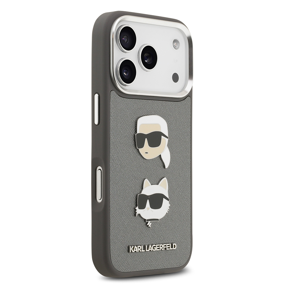 Apple iPhone 17 Pro Uyumlu Kılıf Karl Lagerfeld Orjinal Lisanslı Metal Logolu K&C Heads Pin Kapak - 3