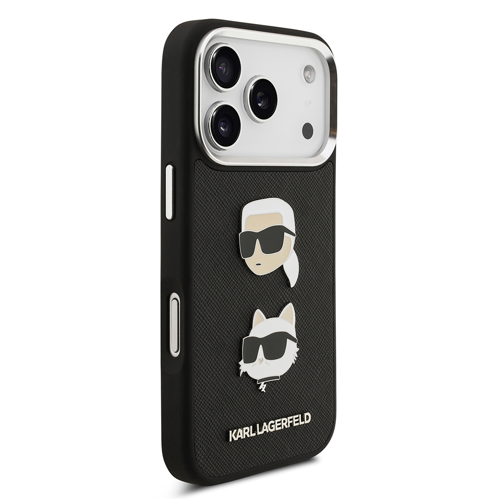 Apple iPhone 17 Pro Uyumlu Kılıf Karl Lagerfeld Orjinal Lisanslı Metal Logolu K&C Heads Pin Kapak - 9