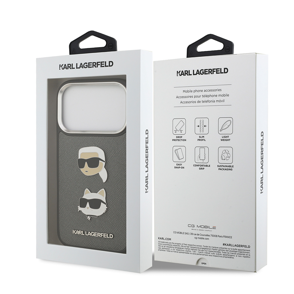 Apple iPhone 17 Pro Uyumlu Kılıf Karl Lagerfeld Orjinal Lisanslı Metal Logolu K&C Heads Pin Kapak - 13