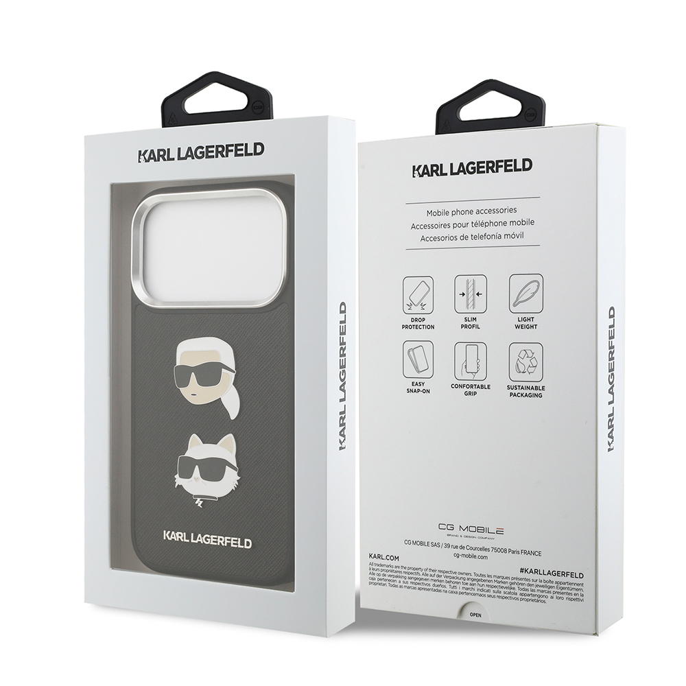 Apple iPhone 17 Pro Uyumlu Kılıf Karl Lagerfeld Orjinal Lisanslı Metal Logolu K&C Heads Pin Kapak - 14