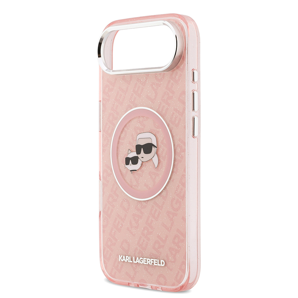 Apple iPhone 17 Air Uyumlu Kılıf Karl Lagerfeld Orjinal Lisanslı Parlayan Simli Karl & Choupette Heads Kapak - 5