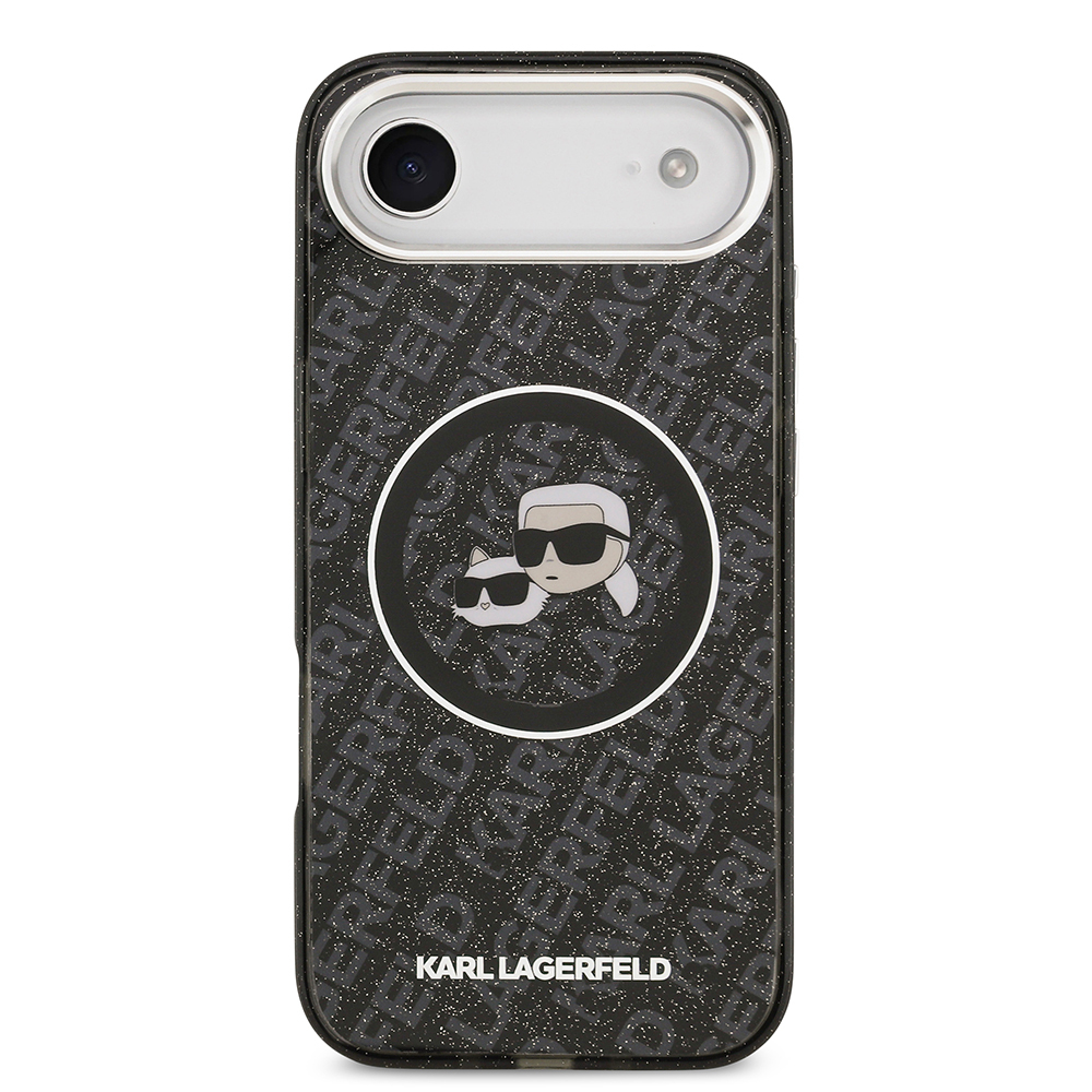 Apple iPhone 17 Air Uyumlu Kılıf Karl Lagerfeld Orjinal Lisanslı Parlayan Simli Karl & Choupette Heads Kapak - 8