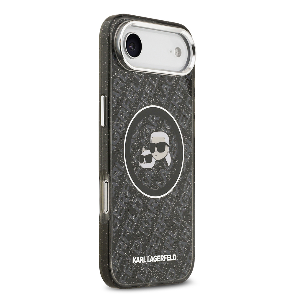 Apple iPhone 17 Air Uyumlu Kılıf Karl Lagerfeld Orjinal Lisanslı Parlayan Simli Karl & Choupette Heads Kapak - 9
