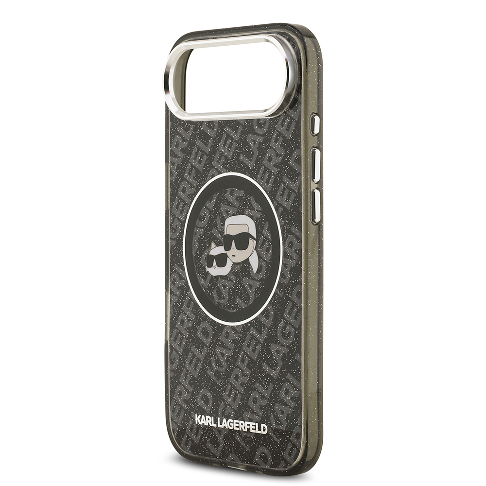 Apple iPhone 17 Air Uyumlu Kılıf Karl Lagerfeld Orjinal Lisanslı Parlayan Simli Karl & Choupette Heads Kapak - 11