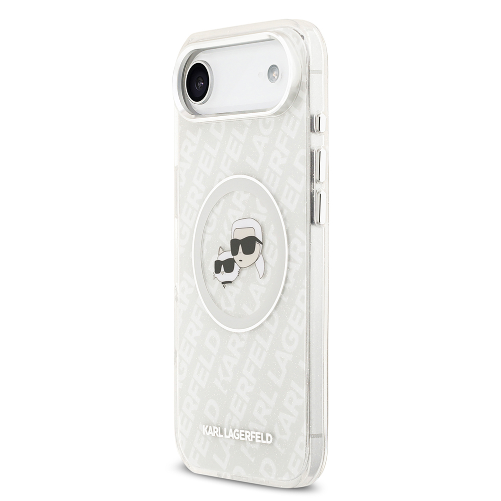 Apple iPhone 17 Air Uyumlu Kılıf Karl Lagerfeld Orjinal Lisanslı Parlayan Simli Karl & Choupette Heads Kapak - 13