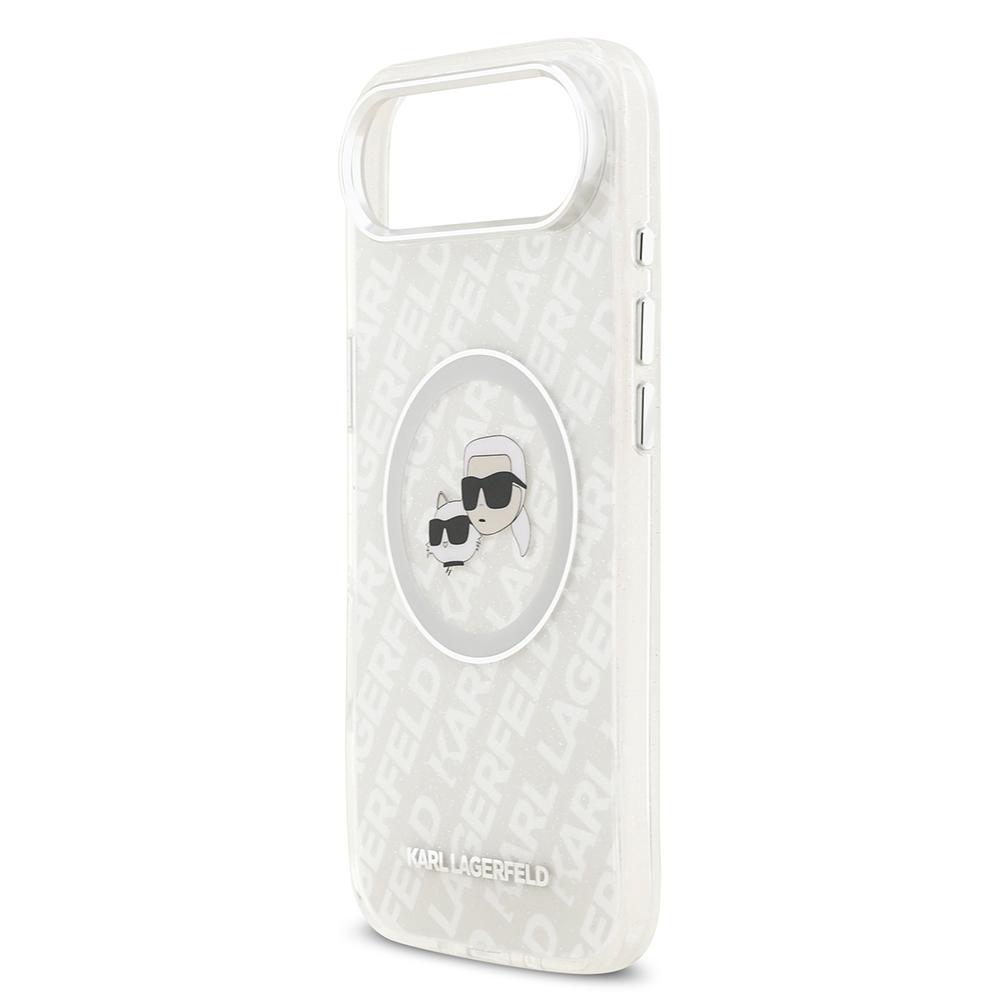 Apple iPhone 17 Air Uyumlu Kılıf Karl Lagerfeld Orjinal Lisanslı Parlayan Simli Karl & Choupette Heads Kapak - 17