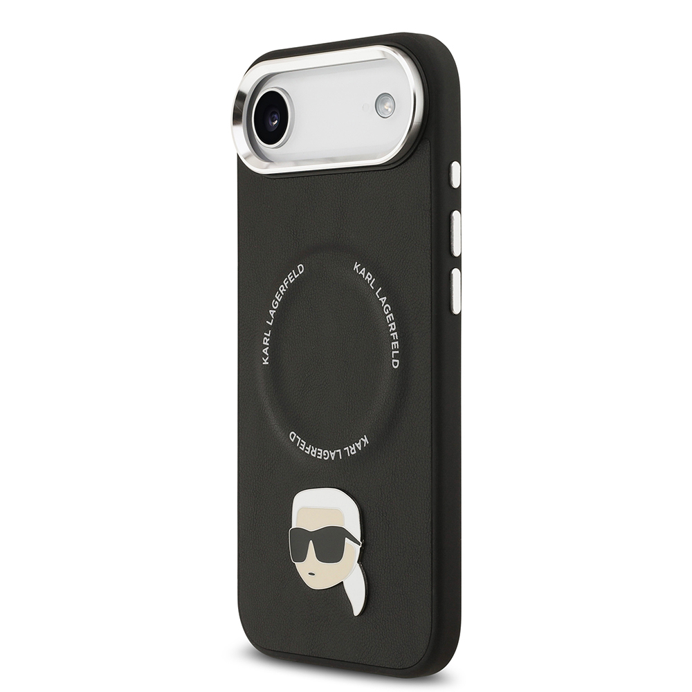 Apple iPhone 17 Air Uyumlu Kılıf Karl Lagerfeld Orjinal Lisanslı M-safe Şarj Özellikli Metal Kamera ve Buton Tasarımlı Karl PU Deri Kapak - 1