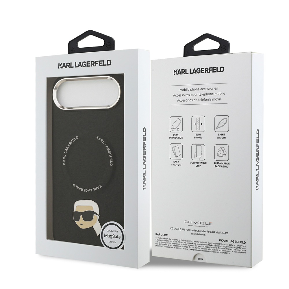Apple iPhone 17 Air Uyumlu Kılıf Karl Lagerfeld Orjinal Lisanslı M-safe Şarj Özellikli Metal Kamera ve Buton Tasarımlı Karl PU Deri Kapak - 7