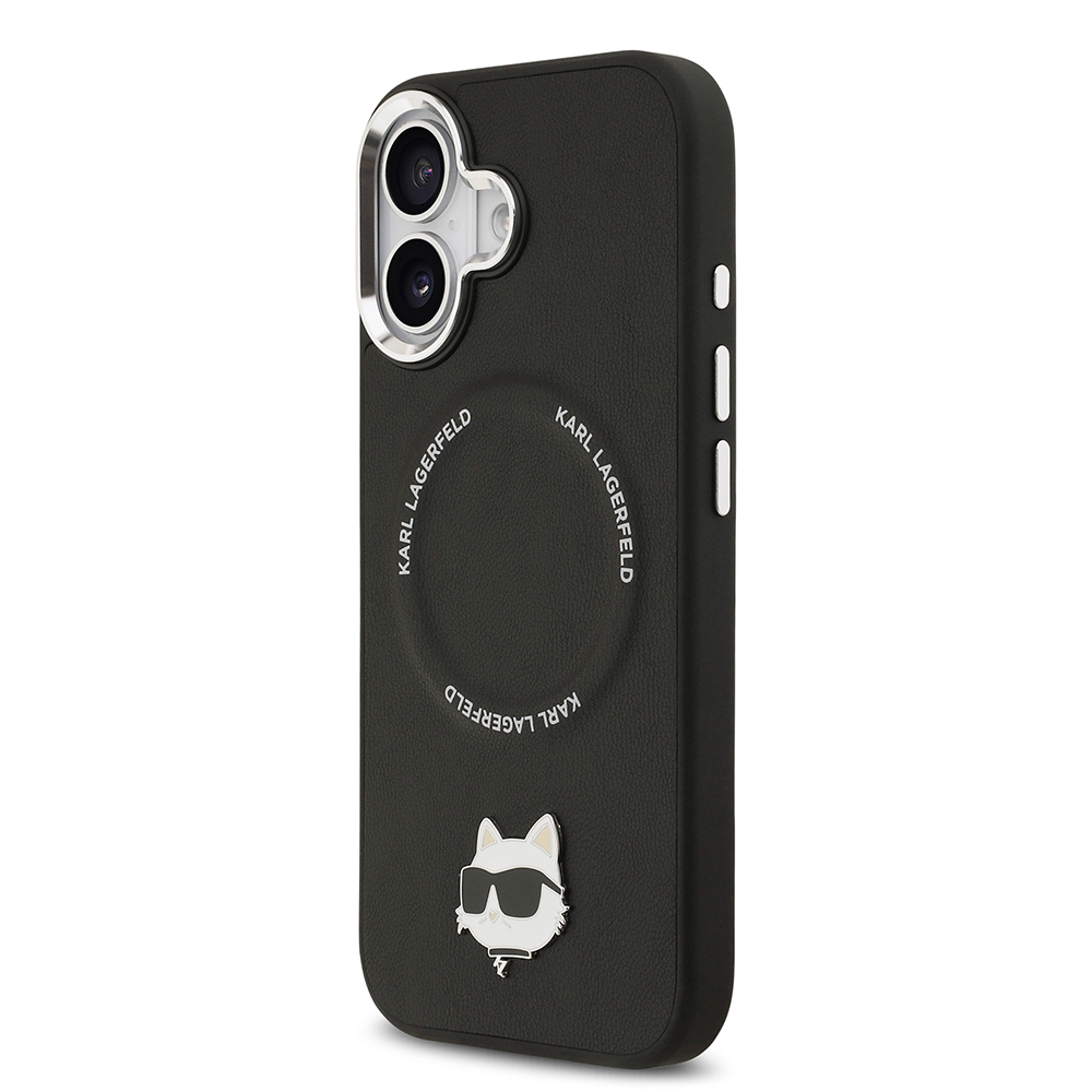 Apple iPhone 17 Uyumlu Kılıf Karl Lagerfeld Orjinal Lisanslı M-safe Şarj Özellikli Metal Kamera ve Buton Tasarımlı Choupette PU Deri Kapak - 1