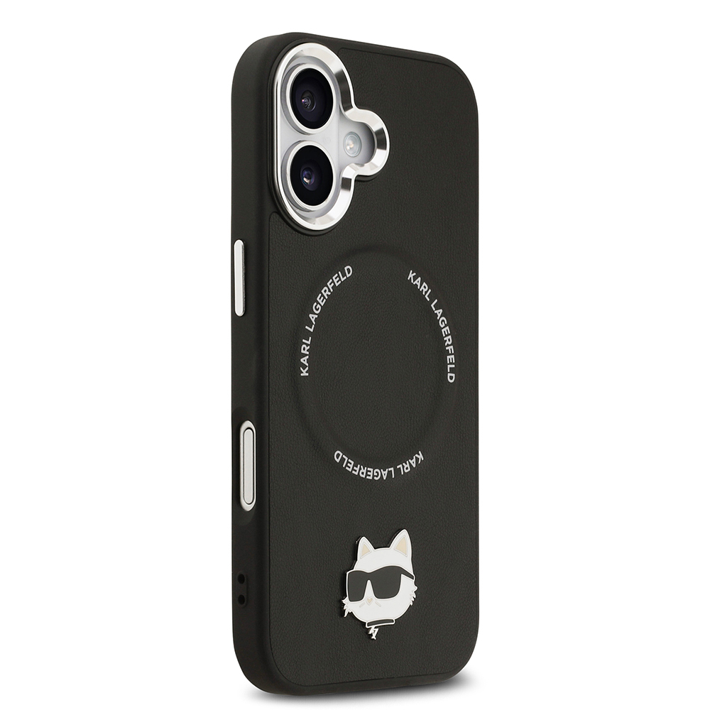 Apple iPhone 17 Uyumlu Kılıf Karl Lagerfeld Orjinal Lisanslı M-safe Şarj Özellikli Metal Kamera ve Buton Tasarımlı Choupette PU Deri Kapak - 3