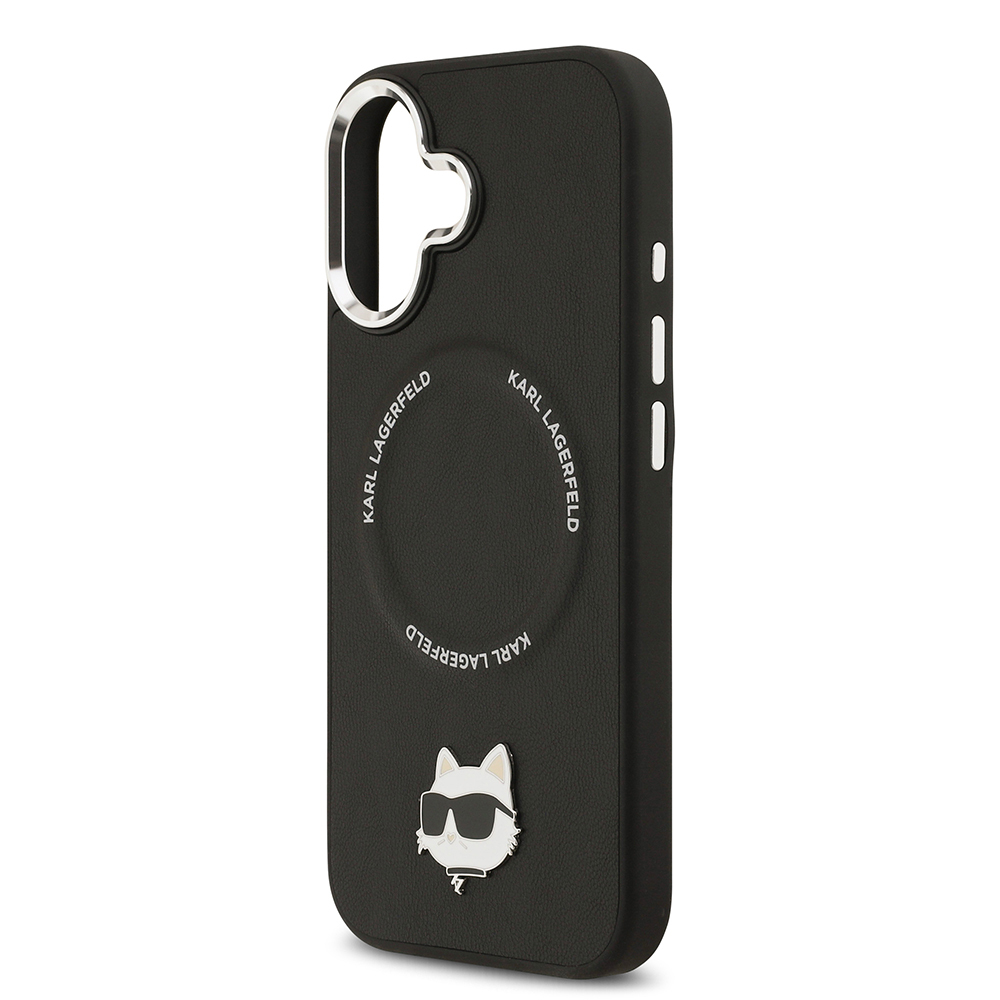 Apple iPhone 17 Uyumlu Kılıf Karl Lagerfeld Orjinal Lisanslı M-safe Şarj Özellikli Metal Kamera ve Buton Tasarımlı Choupette PU Deri Kapak - 5