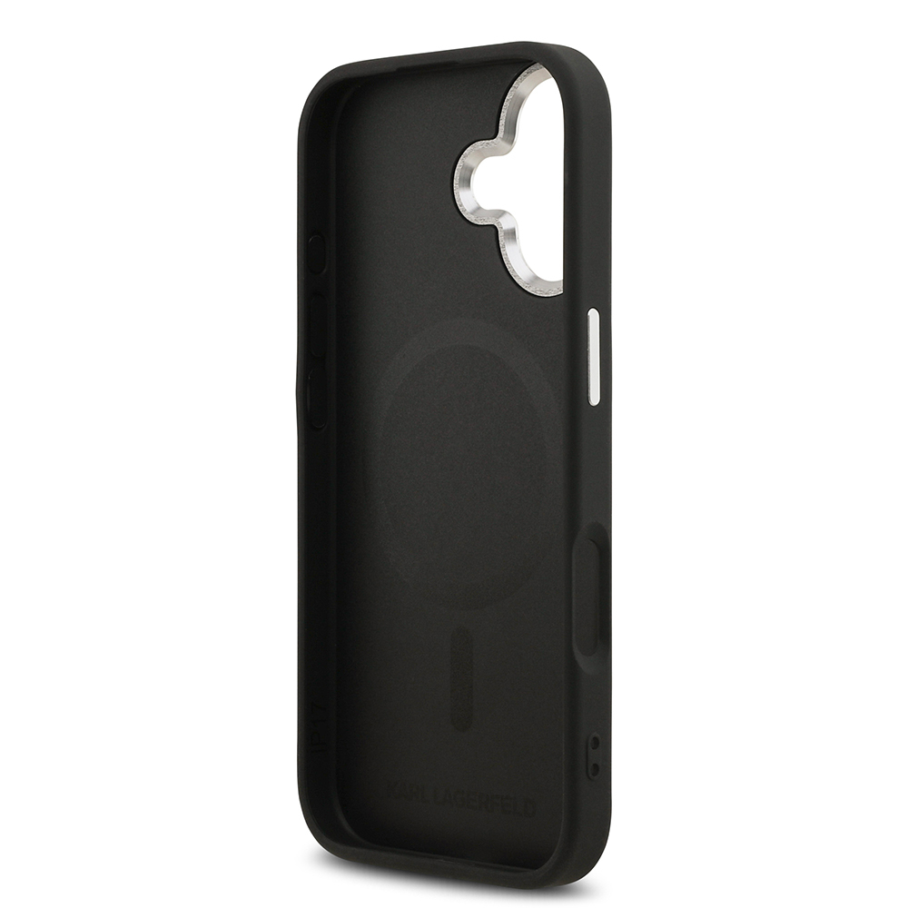 Apple iPhone 17 Uyumlu Kılıf Karl Lagerfeld Orjinal Lisanslı M-safe Şarj Özellikli Metal Kamera ve Buton Tasarımlı Choupette PU Deri Kapak - 6
